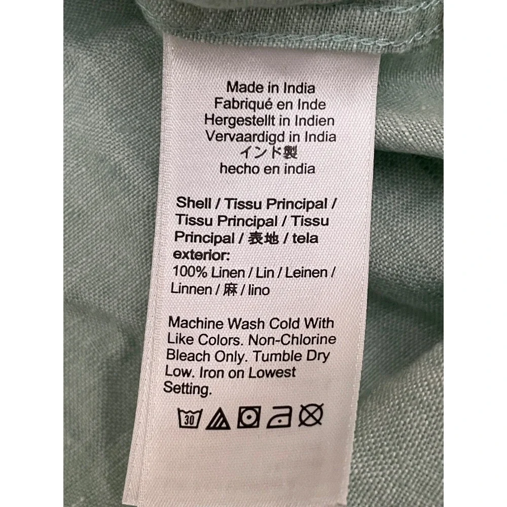 J. Crew Baird McNutt Irish Linen Short Sleeve Button Down Shirt M Green Slim Fit